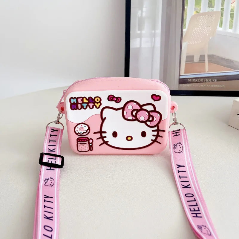 Hello Kitty Cartoon Coin Purse Cute, Instagram-Style Fashion Bag for Students Silicone Key Crossbody Bag Qme 3