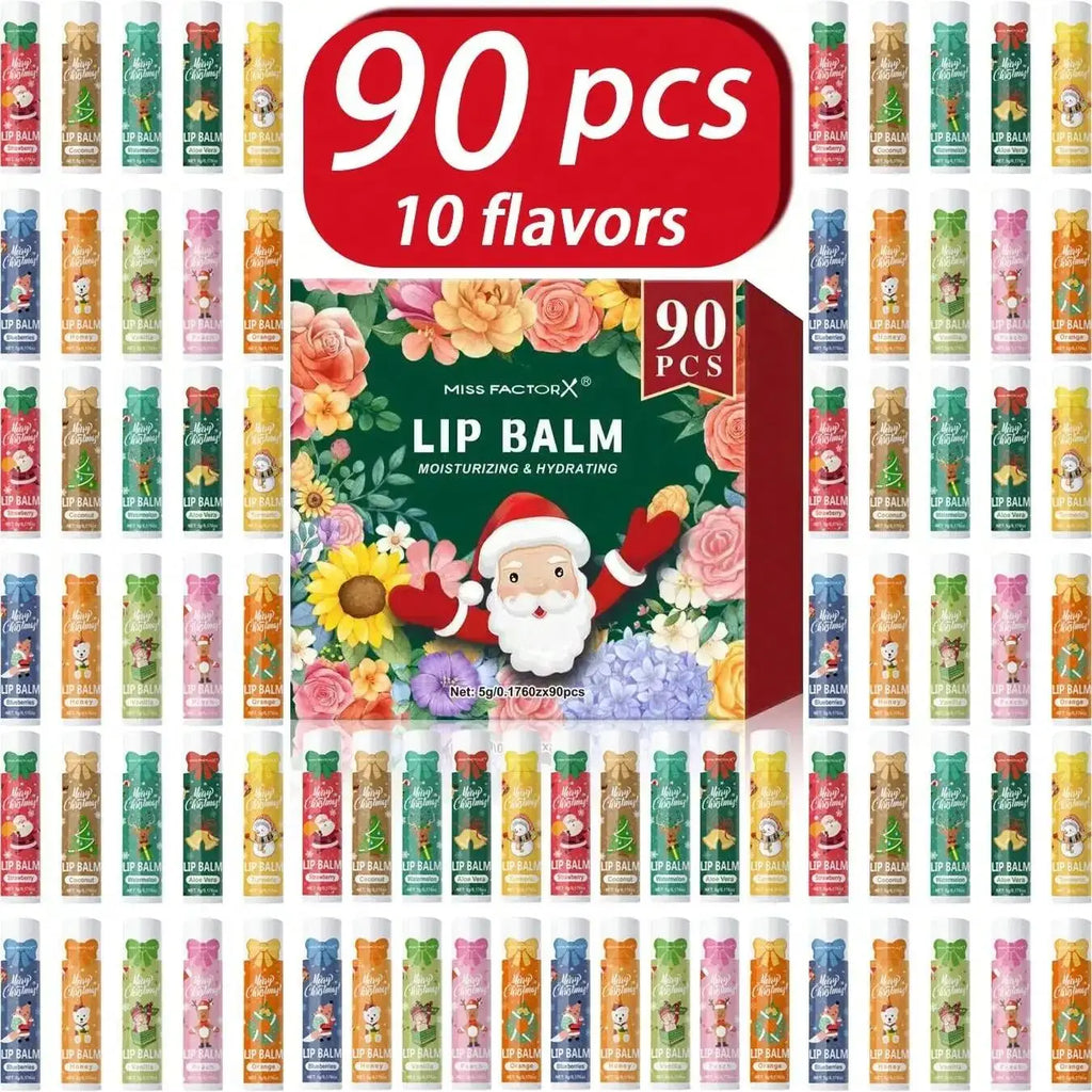 90 pieces/box 10 scented lipstick set Christmas set Moisturizing lips deep moisturizing Christmas gift Qme lip blam set