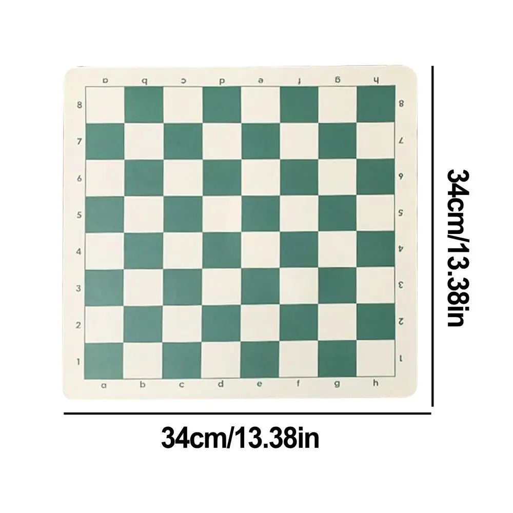 Tournament Chess Board 64 Grids Tournament Chess Mat Roll Up Chess Board Compact PU Leather Chess Board Checkers Folding Board Qme Green
