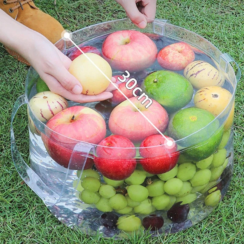 Foldable Transparent Bucket Picnic Fruit Basket Portable Clear Water Qme