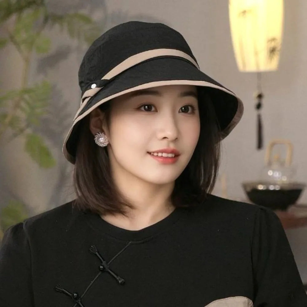 Fashion Wide Brim Face Covering Sun Hat Lightweight Foldable Bucket Caps Quick Drying Versatile Style Fisherman Hat Outdoor Qme Black