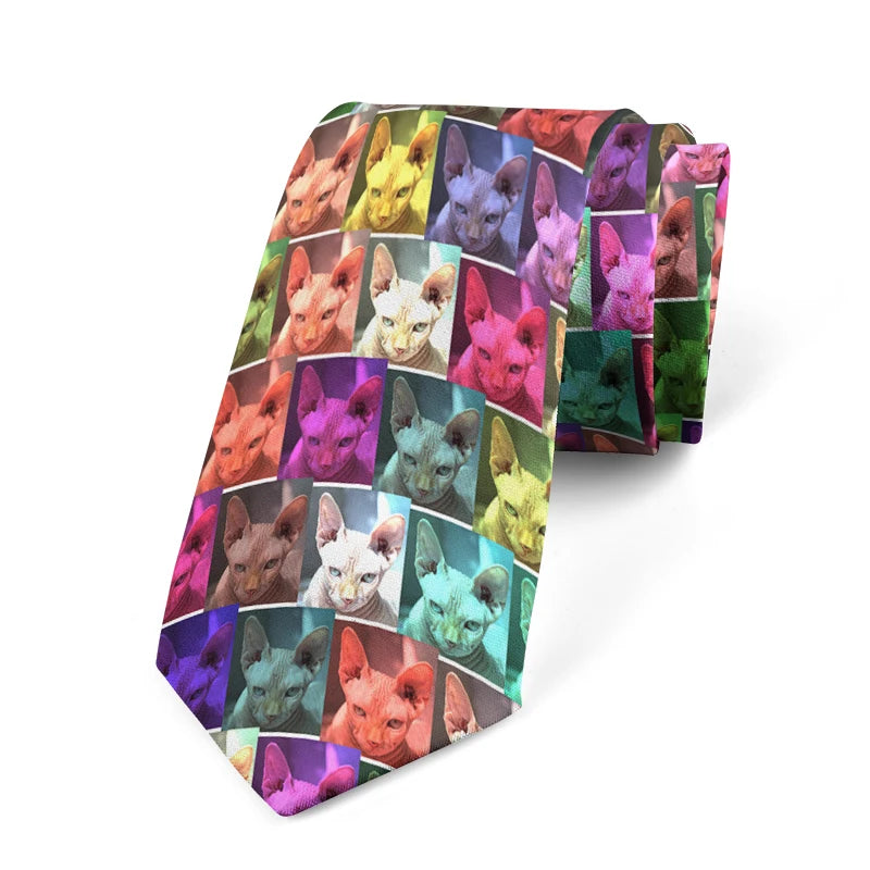 Fashion Cat Face Print Tie Casual Funny Novelty Men's Unique Qme style6
