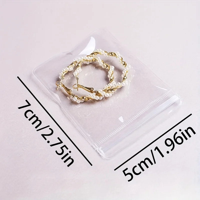 100 pieces in transparent jewelry bag, sealed bag, earrings, earrings, jewelry storage bag, small packaging bag Qme
