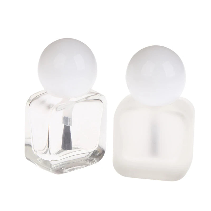 Empty Nail Polish Bottles Clear Glass Gel Brush Cap Oil Art Tool Qme