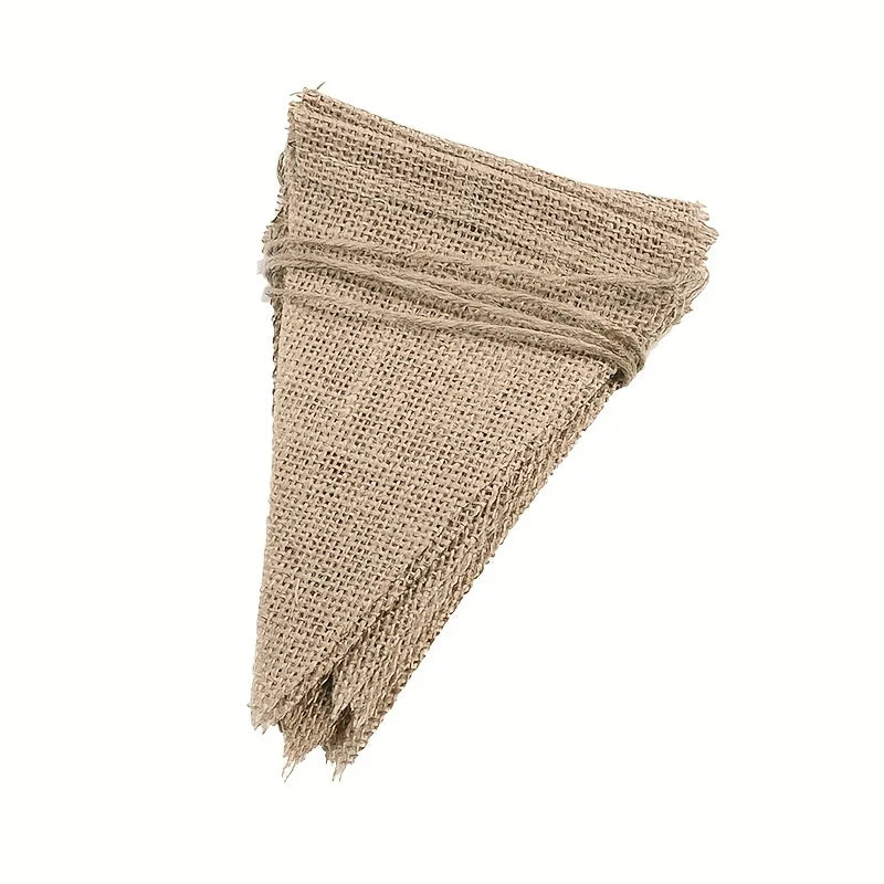 DIY Handicraft Christmas Wedding Party Decoration Linen Triangle Flag Qme