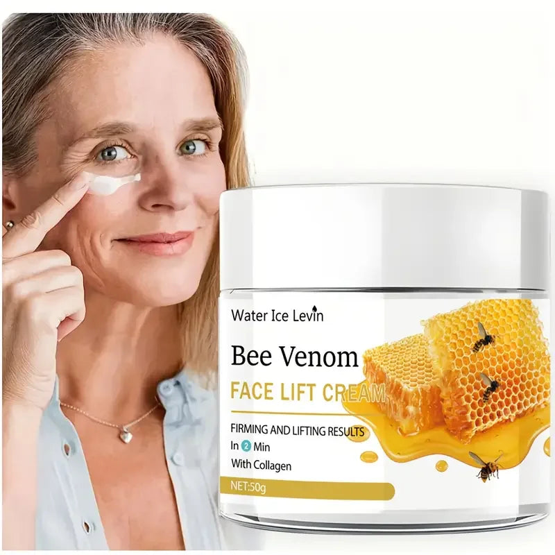 Bee Venom Skin Tightening and Lifting Cream, 50g - Moisturizes and Smooths Skin, Makes Skin Look Young and Radiant, Scented, Suitable for All Skin Types, Moisturizing Cream. | Glossy Skin Effect. Qme