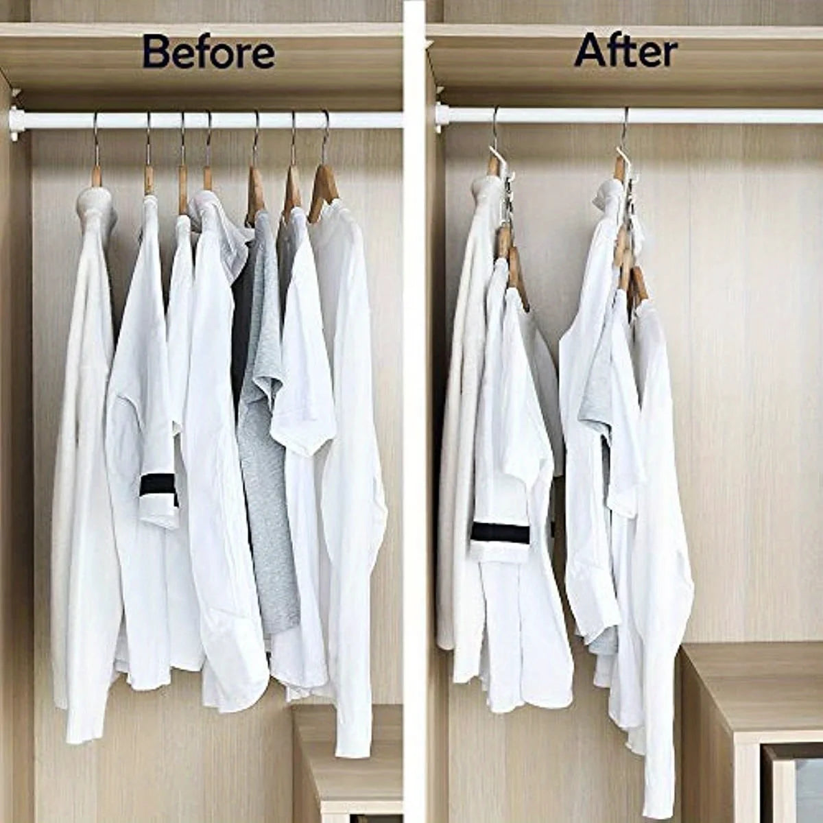 4pcs Ultimate Space Saver Hanger Set - Heavy Duty Plastic Closet Organizer with 3 Hooks for Effortless Storage of Clothes, Jeans Qme
