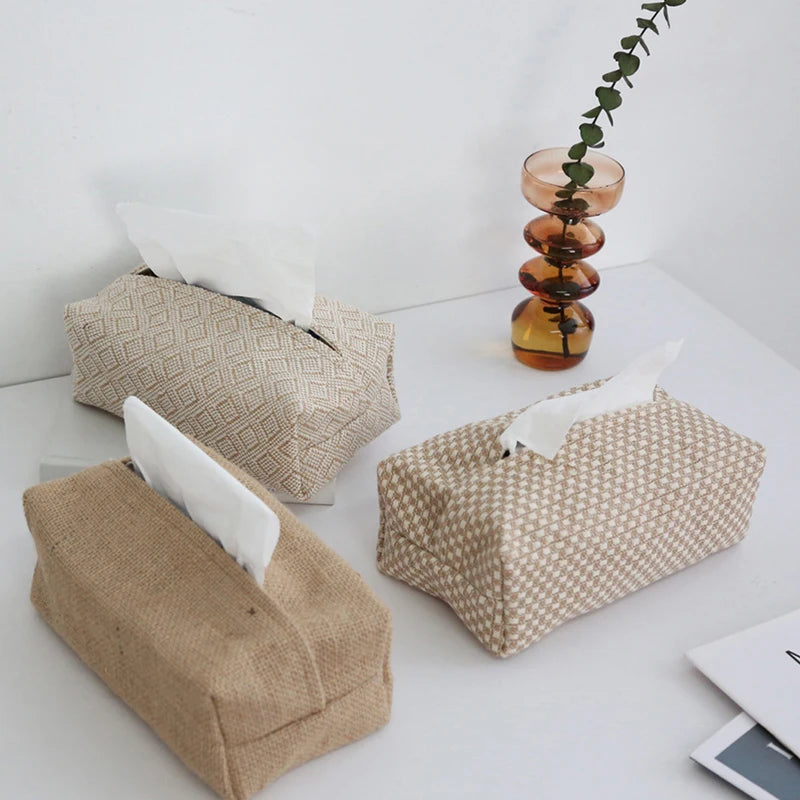 Napkin Holder Home Decor Handkerchief Box Nordic Cotton Linen Cloth Qme