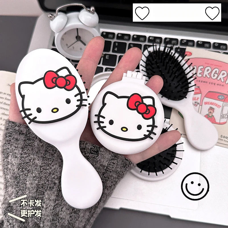 Hello Kitty Cartoon Folding Air-Cushion Comb Mini Portable Air-Cushion Comb Anti-Static Plastic Hair Comb Qme