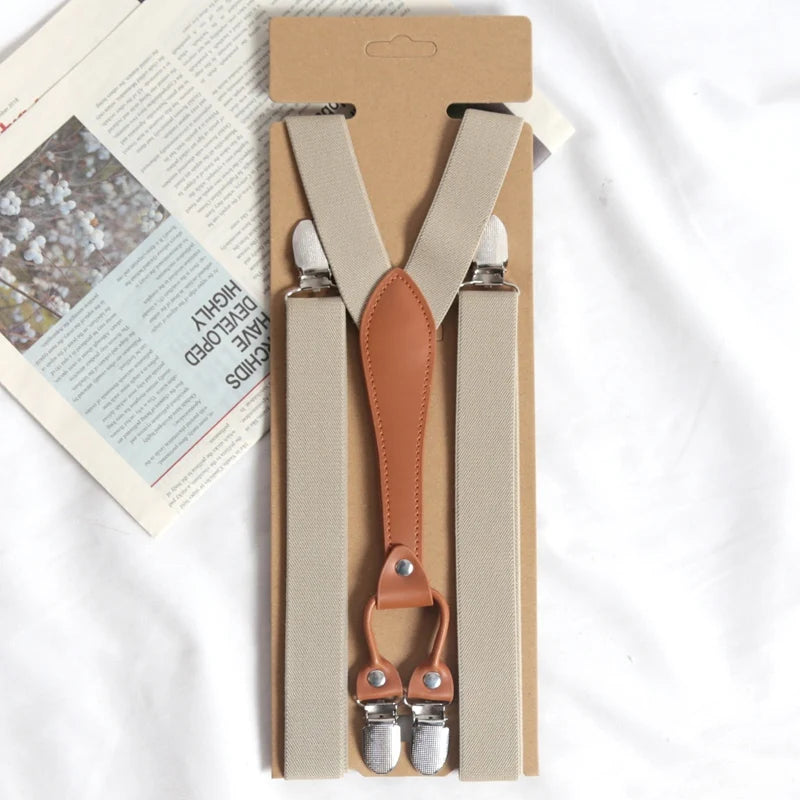 Vintage Suspenders Men Women Adult Button End Y Back Adjustable Qme khaki