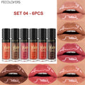 Shiny Plump Lip Glaze Tinted Gloss Pink Berry Nude Non-smudge Lips Qme SET 04