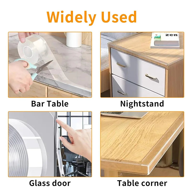 Transparent Nano Soft Single-Sided Tape, Strong, Residue-Free, Thickened, Anti-Collision for Doors and Windows, Windproof, Moist Qme