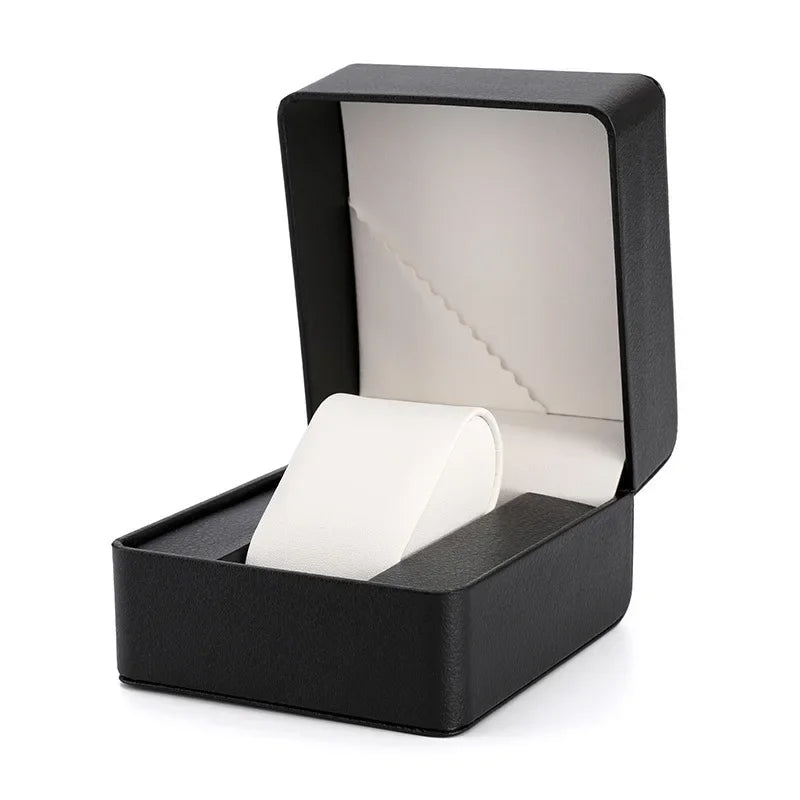 Portable Watch Box PU Leather Watch Case Organizer Storage Holder for Men Women Bracelet Vintage Jewelry Box with Leather Pillow Qme 67Black