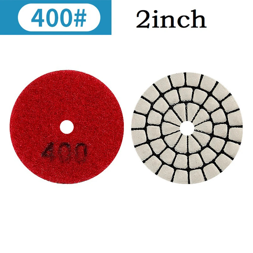 1pc 2 Inch 50mm Emery Dry Polishing Pad Disc For Granite Marble Quartz Glass Stone Sanding Random Color Qme Grit 400
