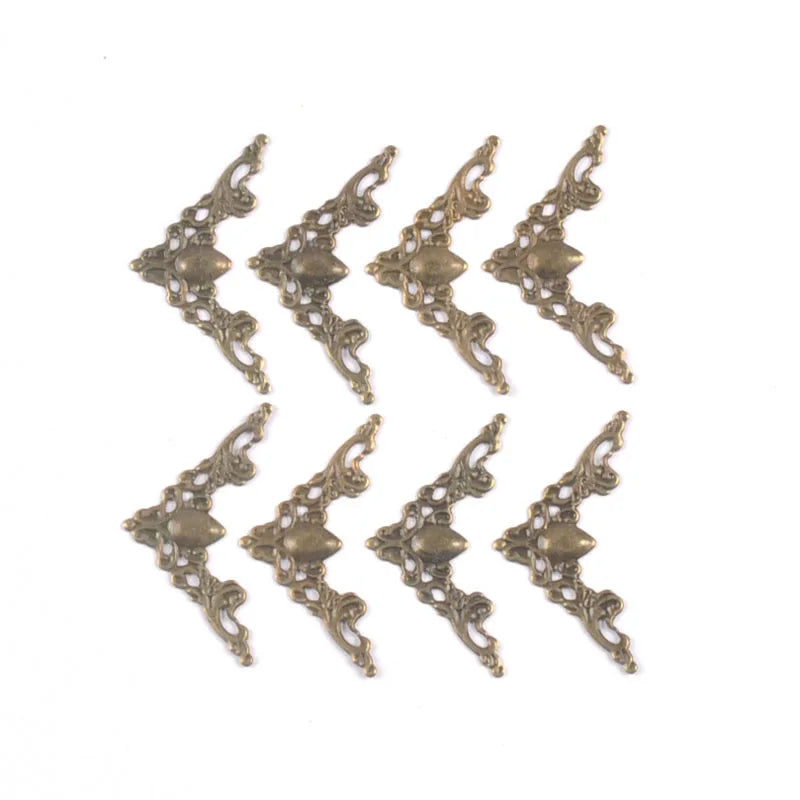 30Pcs Corner Protector Filigree Wraps Metal Crafts Connectors For Jewelry Findings Making Scrapbook DIY Box Album Home Decor Qme Bronze