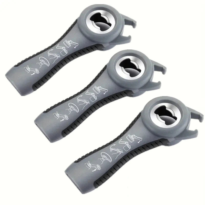 Can Opener Multi Functional Five In One Beverage Bottle Opener Cap Twister Four Position Can Opener Anti Slip Cap Twister Qme 3PCS Grey