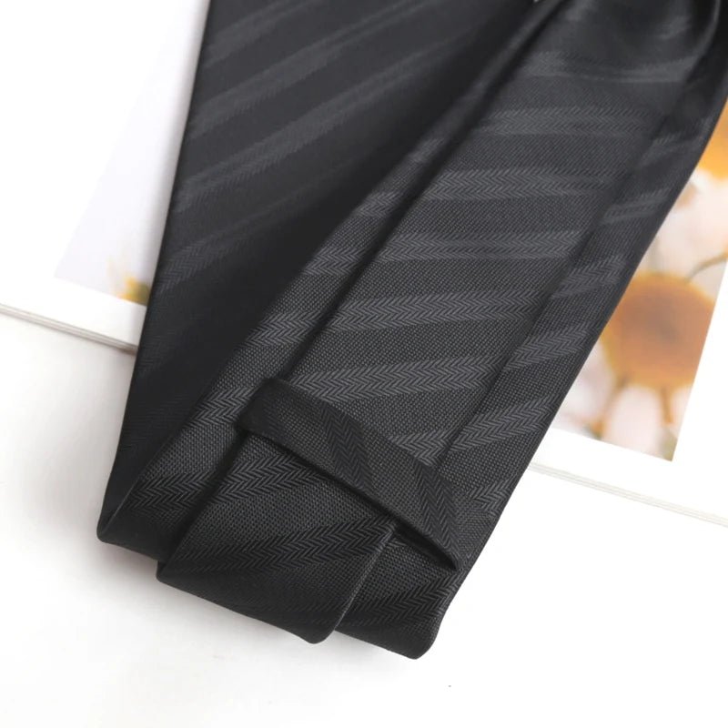 Men Classic Black Tie Luxury 8CM Necktie Stripes Ties for Man Groom Jacquard Woven Elegant Neck Tie for Business Wedding Party Qme