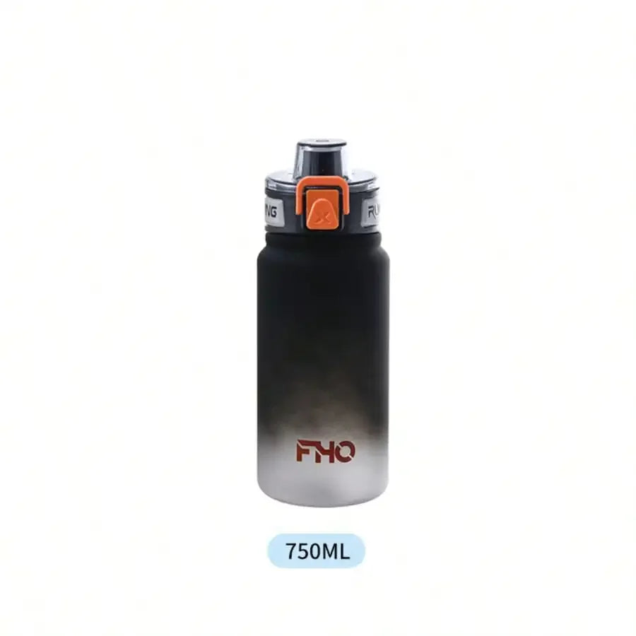 Outdoor Sports Portable Gradient Frosted Plastic Space Cup Straw Qme Black 750ml 500-1000ml