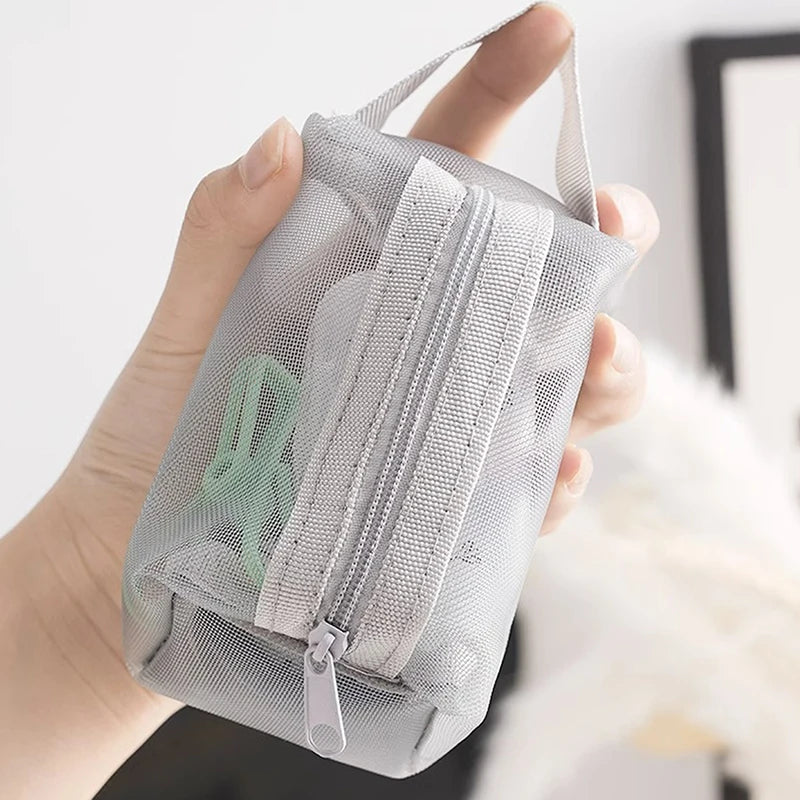 Offices Travel Storage Bags Toiletry Makeup Pouch Mesh Cosmetic Bag Qme
