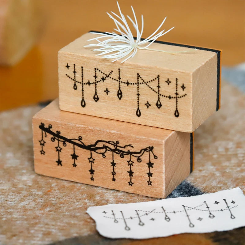TIANZI 1pc Lamp Theme Vintage Wooden Rubber Cute Night Lights Set Stationery Seal Stamping For Card Making Planner Scrapbook Qme DF