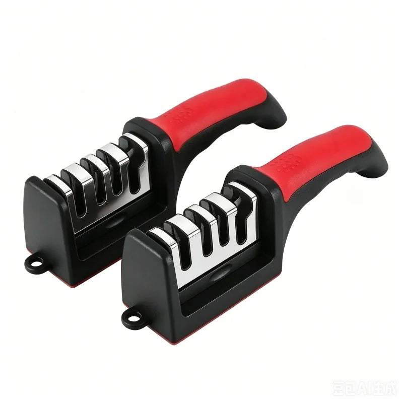 Kitchen 3/4-Segment Knife Sharpener Household Multi-Functional Hand-Held Three-Purpose Sharpening Stone for Home Kitchen Tools Qme red 4 holes 2pcs