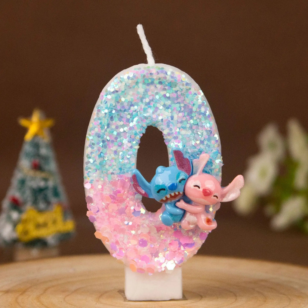 Stitch and Lilo Couple-Themed Number Candles Creative “Hugging” Candles for Birthday Cakes Festive Candles Qme black