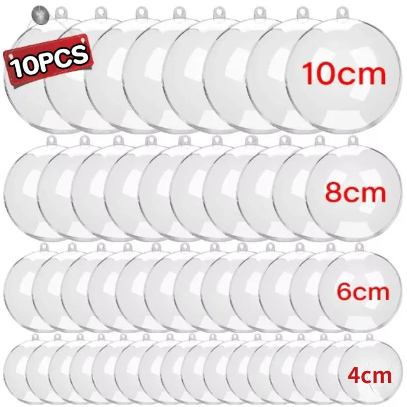 10/1Pc Christmas Transparent Ball Plastic Christmas Trees Open Ball Box Bauble Ornament Wedding Gift Party Home Decoration Qme
