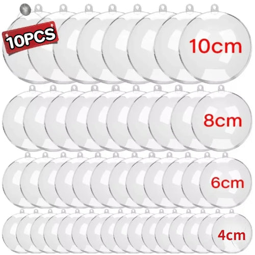 10/1Pc Christmas Transparent Ball Plastic Christmas Trees Open Ball Box Bauble Ornament Wedding Gift Party Home Decoration Qme