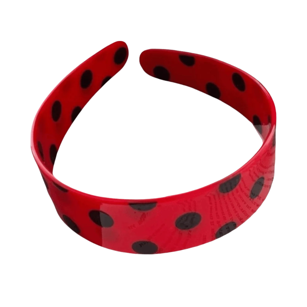 Vintage Retro Acetate Plate Headband Sweet Non-slip Polka Dot Hair Qme Red