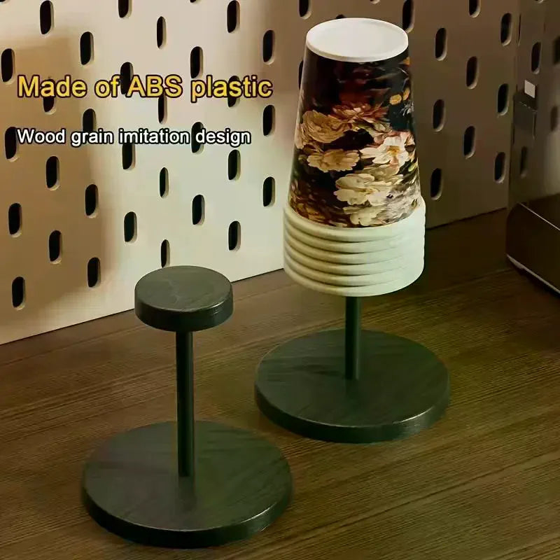 Disposable Cup Dispenser Walnut-colored Storage Rack Paper Holder Qme