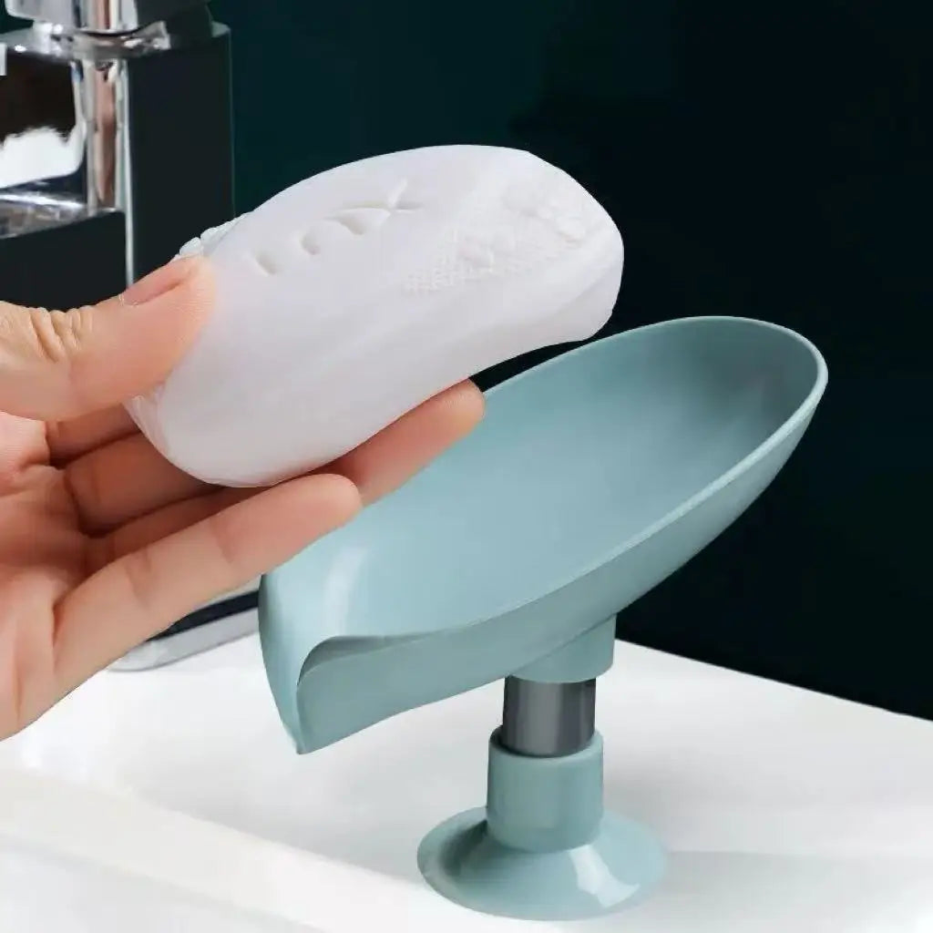 Lotus Leaf Soap Box No Drill Suction Cup Holder Vertical Drainable Qme