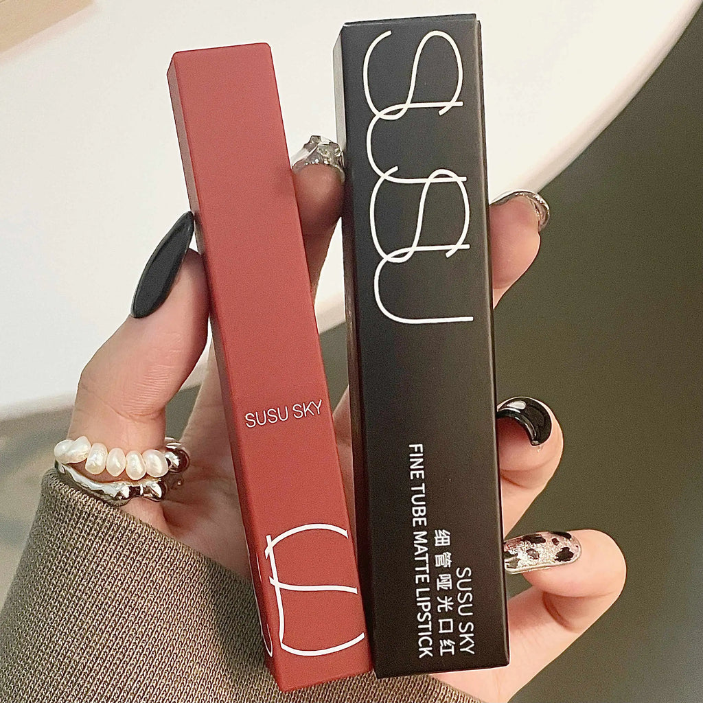 Matte Velvet Thin Tube Lipstick Lasting Waterproof Resistant Fading Qme