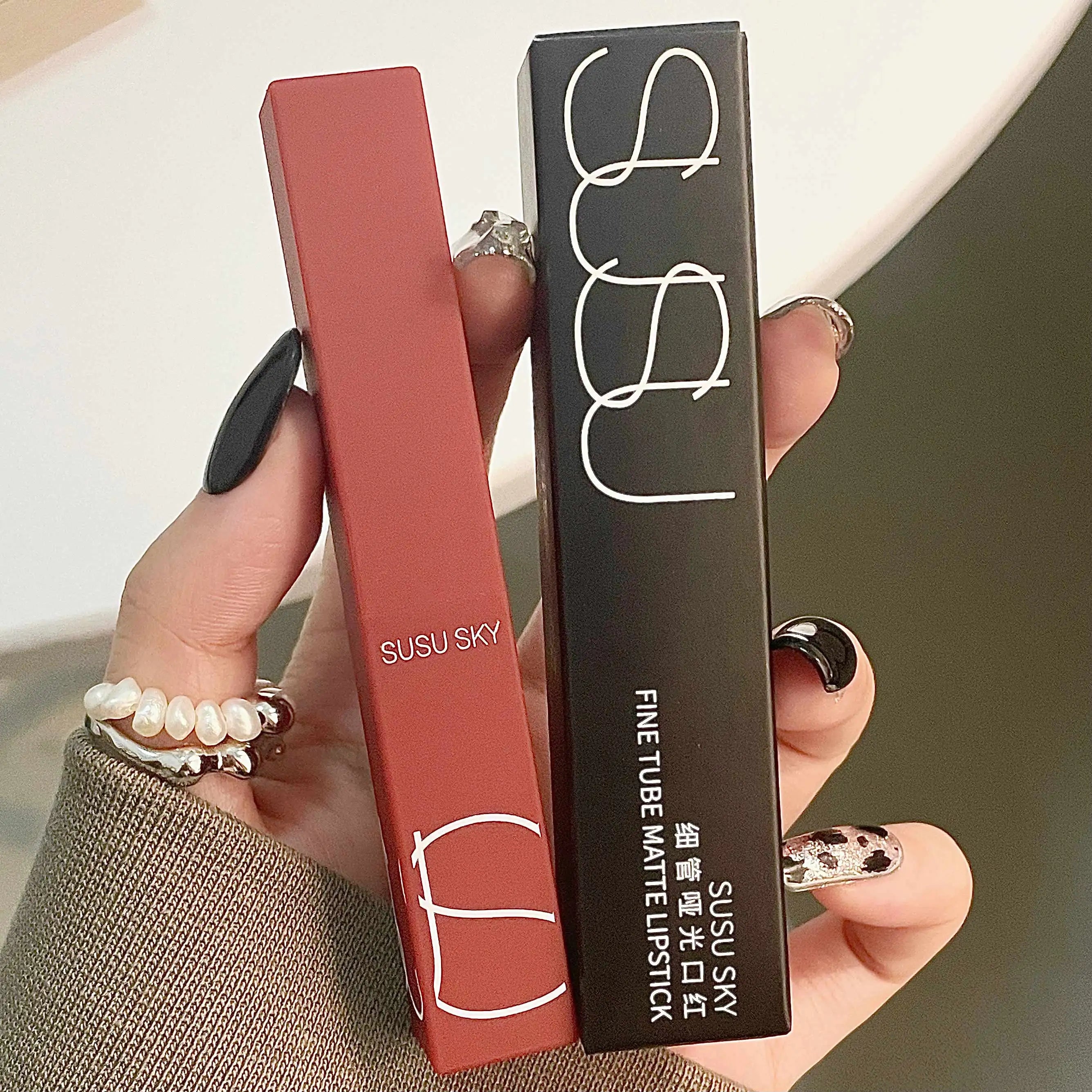 Matte Velvet Thin Tube Lipstick Lasting Waterproof Resistant Fading Qme