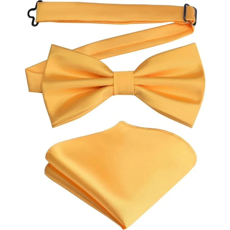 Solid Bowtie Pocket Square Cufflinks Business Men Neck Bow Ties Qme color5