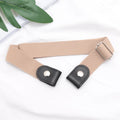 Adjustable Buckle-Free Belt for Women Girls Jeans Pants Dress No Buckle Stretch Elastic Waist Belt, No Bulge, No Hassle Belts Qme Beige