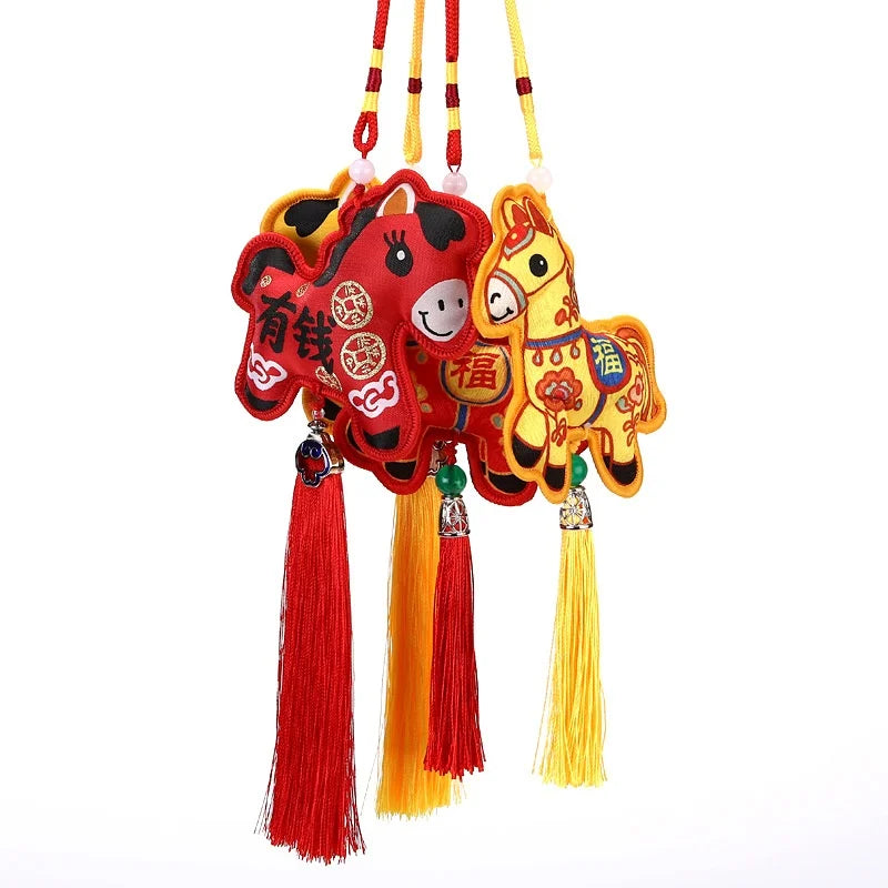 Lucky Fragrant Bag Tassels Horse Incense Car Hanging Chinese Zodiac Qme