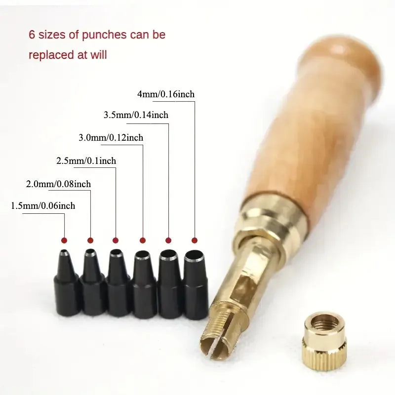 Manual Hard Alloy Rotary Punch Tool,Interchangeable Rotary Punch Set for Watch Straps, Belts, Bags & DIY Crafts Qme