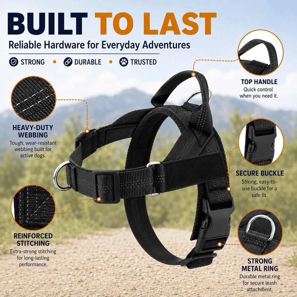 No Pull Dog Harness Breathable Mesh Adjustable Anti-choke Escape Qme