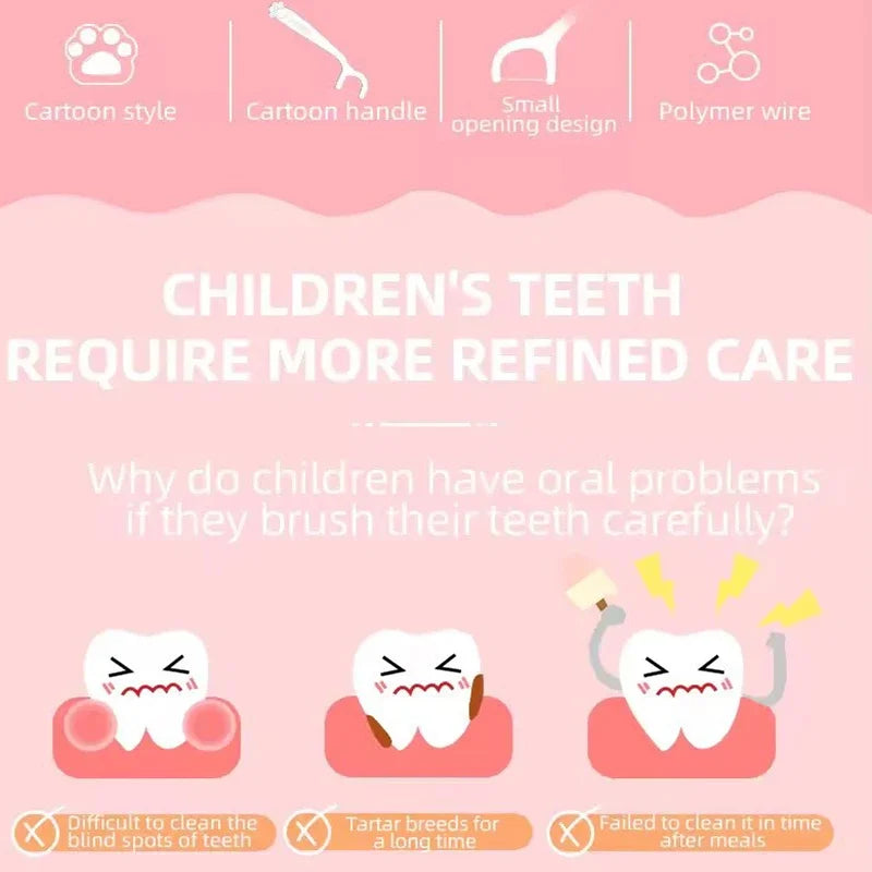 Childrens Dental Floss Barrel Colored Children Supports Dent Teeth Qme