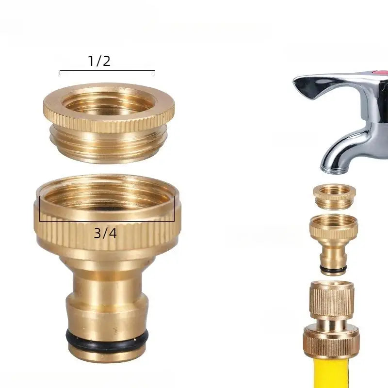 Pressure Washer Hose Adaptor Brass Hose Tap Connector 3/4'' 1/2'' Threaded Garden Water PIPE Adapter Fitting Watering Equipment. Qme