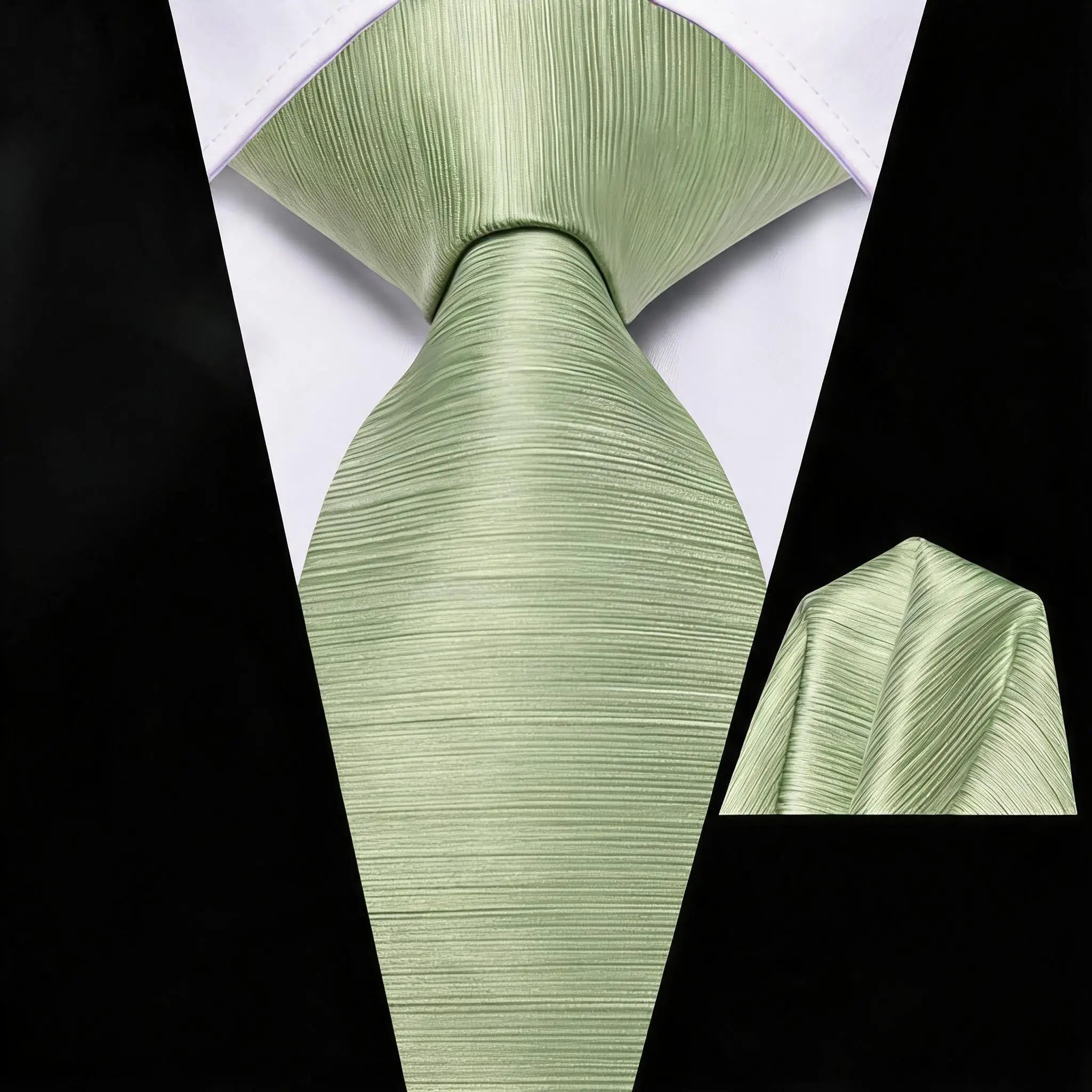 Men Solid Striped Necktie Matching Pocket Square Kit Pink/Green/Yellow/Orange Elegant Accessory for Daily Formal Party Qme HT-LDSN0223