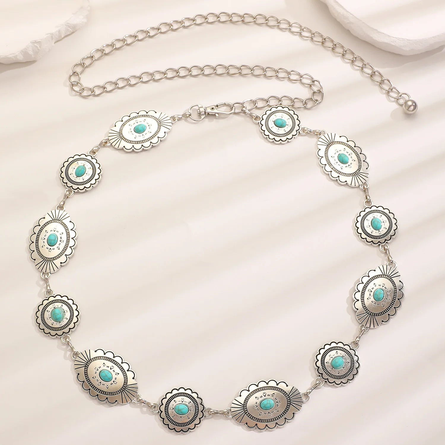Women's Slim Decorative Waist Chain Silver Ethnic Style Tassel Chain Belt for Dresses Jeans Belt Trendy Qme Z