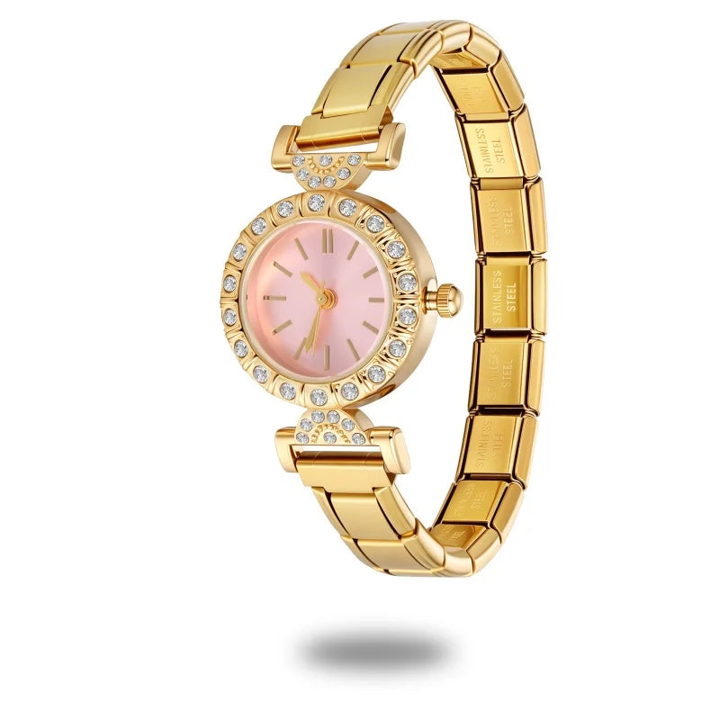 Fashion Italian Elastic Charm DIY 9mm Width Stainless Round Watch Women's Bracelet Bangle For Party Friend Birthday Jewelry Gift Qme S 10