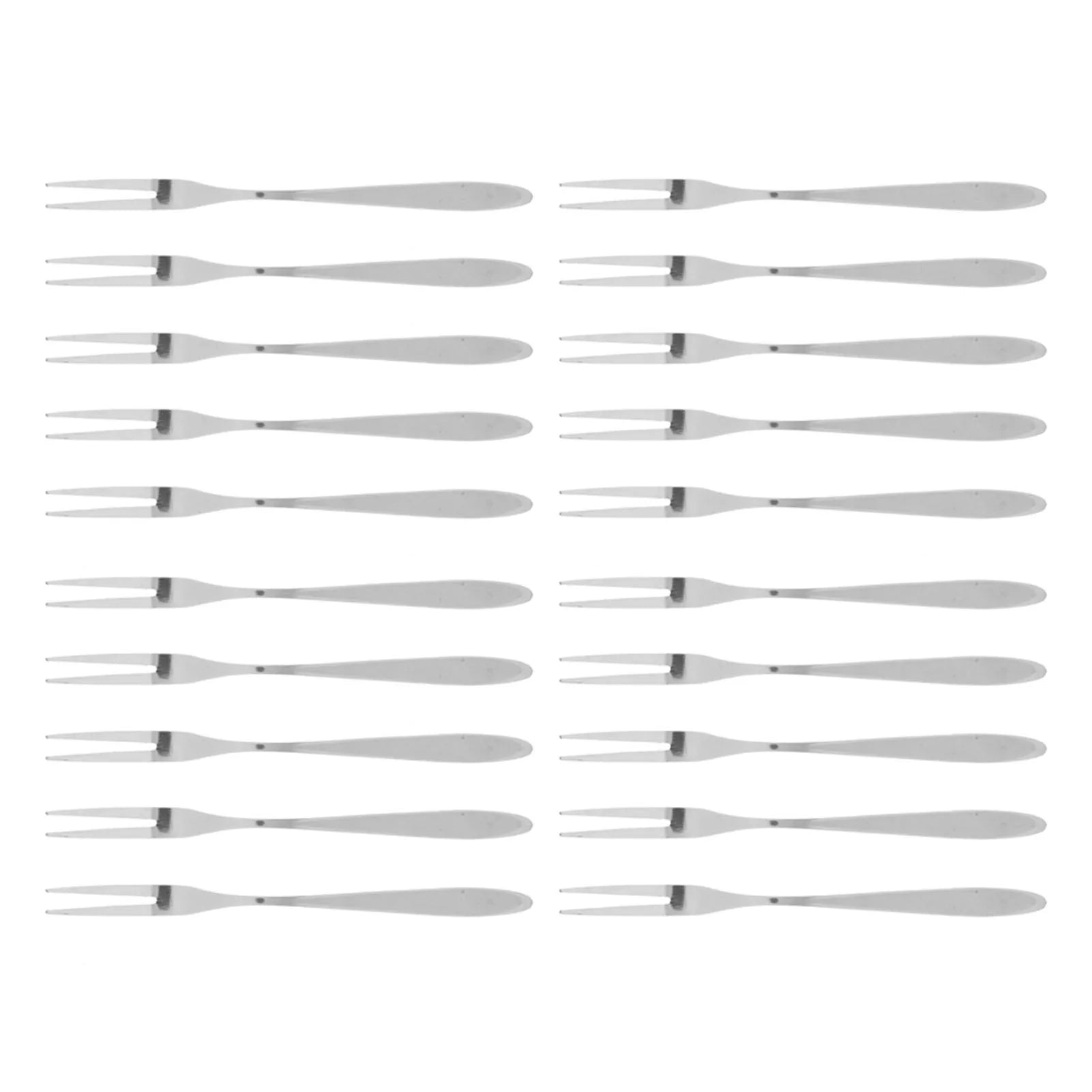 20Pcs Stainless Steel Fruit Fork Set Long Handle Dessert Forks Cake Serving Picks for Party Home Kitchen Tableware Qme
