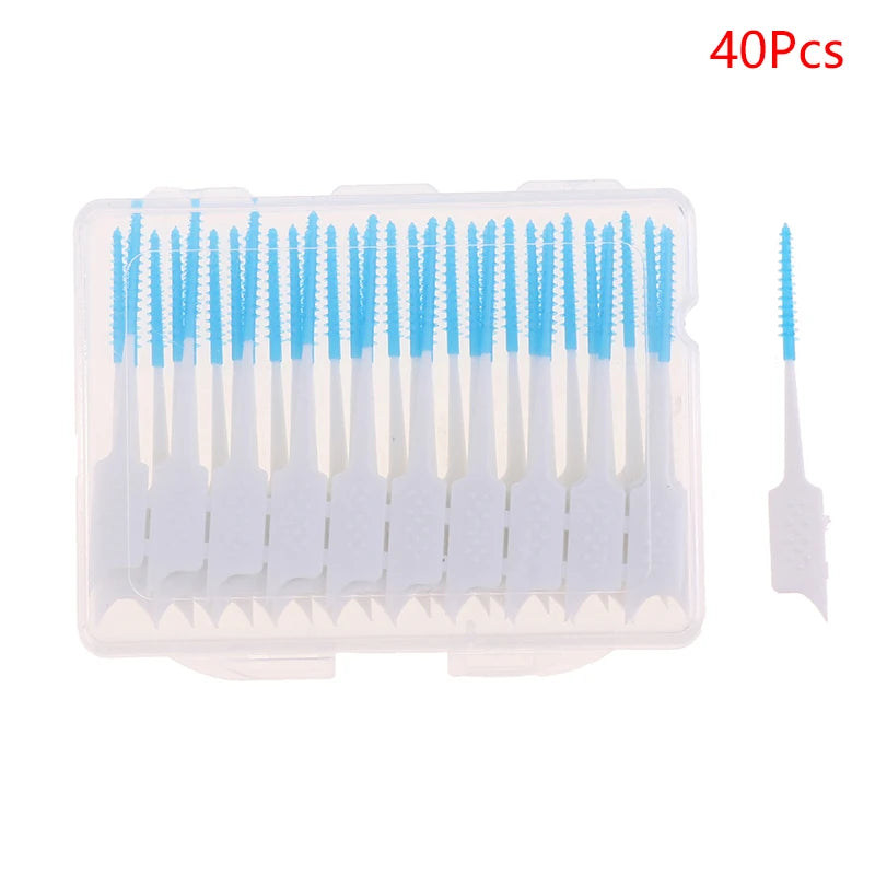 20 Between Teeth Oral Care Toothpick Interdental Brush Cleaning Qme Blue 40Pcs