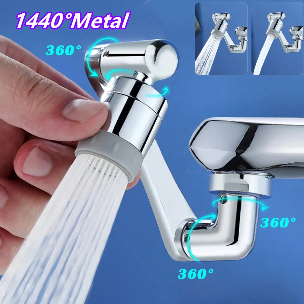 Metal Copper 1080° Rotation Faucet Aerator Extender Swivel Robotic Arm Faucets Sprayer Head Nozzle Kitchen Tap Saving Water Qme