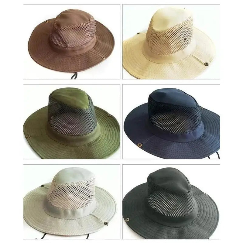 Men's Wide Brim Knight Sun Hat Monochrome Matte Outdoor Fisherman Cap Qme
