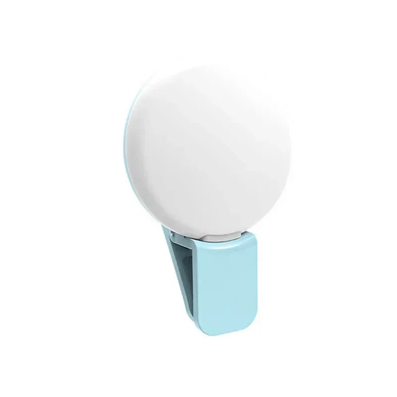 Mobile Phone LED Selfie Ring Light Portable Mini Durable Practical Three Stop Dimming Circle Photography Clip Fill Light Qme Blue