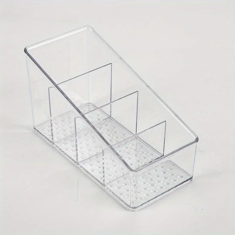 1pc Remote Control Holder, Desk Organizer, 4 Compartments Makeup Brush Holders With Different Heights For Home Qme