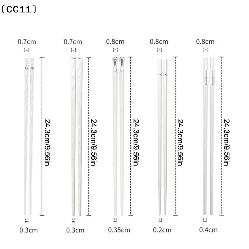 5 10Pairs White Gold Chopsticks Healthy Korean Sushi Sticks Reusable Qme